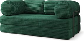 Masseno Sofa piankowa ALVIO z funkcją spania, Kanapa z pianki, Bezmontażowa, Tkanina sztruksowa – Butelkowa zieleń TILIA 39