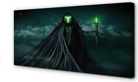 Zdjęcie na płótnie Mroczna Postać i Zielony Ogień