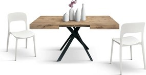 Rustykalny stół z drewna dębowego, antracytowe metalowe nogi 95x90-145x90cm - FORTE DEI MARMI