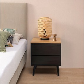 Stolik nocny Desi z 2 szufladami koloru czarnego