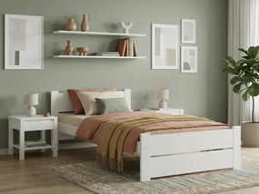 Łóżko IKAROS DOUBLE 90 x 200 cm, białe Stelaż: Ze stelażem listwowym rolowanym, Materac: Bez materaca