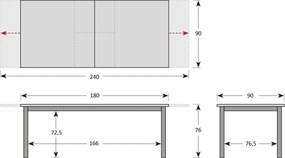 Doppler FIRENZE - rozkładany stół aluminiowy 180/240 x 90 x 75 cm - Towar z drobną wadą (N580)