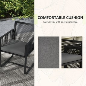 Outsunny 3-częściowy Zestaw Bistro Balkonowego/Tarasowego, odporny na warunki atmosferyczne, nowoczesny design, 53 x 57 x 77 cm, Czarny + Szary