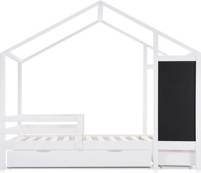 Łóżko kabinowe z 2 dużymi szufladami - 90 x 200 cm - lite drewno - stelaż z listew - białe