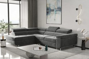 Narożnik z funkcją spania w kształcie L ATOM, tkanina Monolith, Szary, Lewy