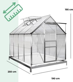 Szklarnia z poliwęglanu z podstawą M4, 250x190x195cm, przezroczysta Gardebruk