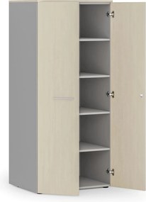 Szafa biurowa z drzwiami PRIMO GRAY, 1781 x 800 x 600 mm, szary/brzoza