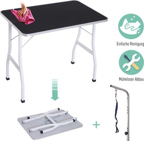 PawHut Stół Trymerski dla Psów Czarny z Regulacją Wysokości i Zawiesiem | Aosom PL