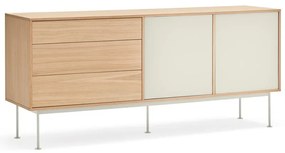Kremowobiała komoda w dekorze drewna dębowego Teulat Yoko, szer. 180 cm