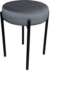 Taboret DIOR stelaż metalowy tkanina Welur : Kolor Stelaża - Czarny , Kolor tkaniny - VELVET - BL14, Typ tkaniny - Velvet
