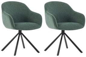 Zestaw 2 krzeseł z podłokietnikami z teksturowanej tkaniny i czarnego metalu - Zielony - CILIENO