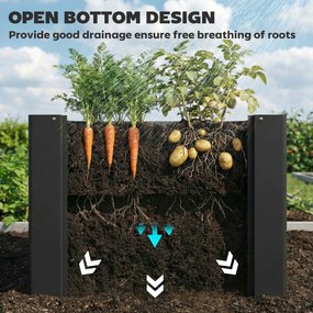 Outsunny Podwyższona Donica z Otwartym Dnem, Wzmocniona Konstrukcja i Rękawice, 102 x 52 x 55 cm, Czarna | Aosom PL