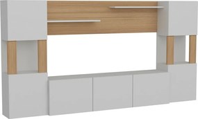 Ściana telewizyjna Lore White and Teak