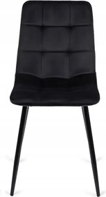 Krzesło Tapicerowane do Jadalni PERU Czarne Welurowe Nowoczesne Loft