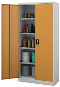 Szafa na chemikalia MARIA, 900 x 1850 x 400 mm, szaro-żółta