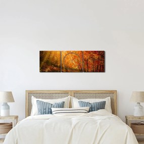 Obraz jesiennego lasu (z zegarem) (90x30 cm)