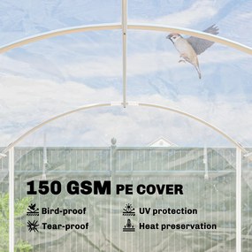 Outsunny Tunel foliowy (polytunnel), szklarnia z możliwością wejścia z ocynkowaną stalową ramą i odporną na UV pokrywą PE, przezroczysty | Aosom PL
