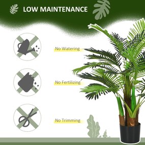 HOMCOM Sztuczna Palma, 1 m, Realistyczne Gałęzie, Roślina Dekoracyjna, Plastik, z Doniczką, Brązowo-Zielona