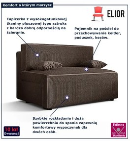 Brązowa rozkładana sofa sztruksowa C1-P91