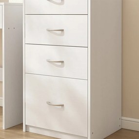 Nowoczesna półka z 4 szufladami w stylu loftowym, biała komoda, duża szafka biurowa 85 cm