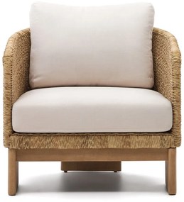 Beżowo-naturalny drewniany/ze sztucznego rattanu fotel ogrodowy Xoriguer – Kave Home