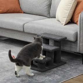 PawHut Schodki dla kota 3 stopnie Schodki dla zwierząt Schodek dla kota 45 x 35 x 34 cm Ciemnoszary | Aosom PL