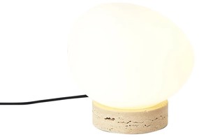 Lampa stołowa Japandi beżowa z opalowym szkłem - Sally