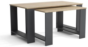 Stoliki kawowe ZESTAW STOLIKÓW 90+65cm MORI Antracyt/Dąb Sonoma