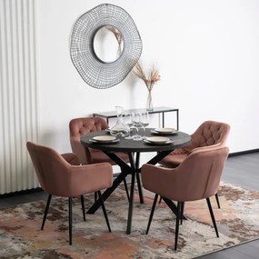 Krzesło Tapicerowane do Salonu VIKI Różowe Welurowe Nowoczesne Loft