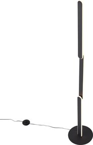 Designerska lampa podłogowa czarna z wbudowaną diodą LED z 3-stopniową regulacją ściemniania - Gate