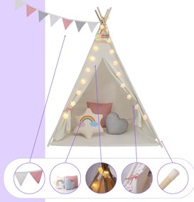 Jurhan Namiot tipi JULIA, 160x120x120cm, beżowo/różowa