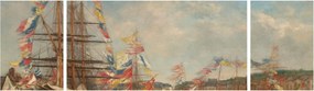 Obraz - Eugène Boudin, Festival in the Harbor of Honfleur, reprodukcje (170x50 cm)