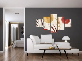 Obraz - Rośliny i okręgi (125x70 cm)