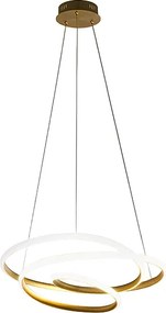 Diva lampa wisząca LED 39 W, ściemnialna, szczotkowane złoto, ciepłe światło 3000 K, splecione pierścienie Ø50 cm