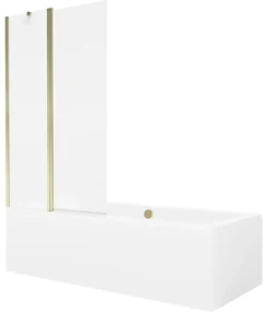 Mexen Cube wanna prostokątna 170 x 80 cm z obudową i parawanem 1-skrzydłowym 100 cm, transparent, złoty - 550517080X9410115000