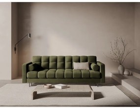 Zielona aksamitna rozkładana sofa ze schowkiem 222 cm Bali – Cosmopolitan Design