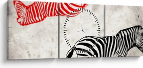 Obraz - Zebry (z zegarem) (90x30 cm)