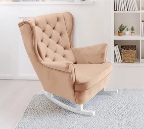 Fotel USZAK bujany tapicerowany z podłokietnikami, kolor Pudrowy róż tkanina MAGIC VELVET