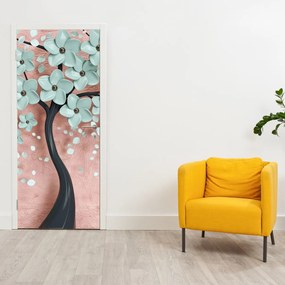 Fototapeta na drzwi - Pastelowe niebieskie kwiaty (95x205cm)