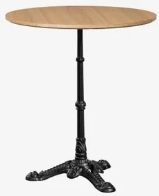 Okrągły Barowy Stół Z Mdf Azteca Ø70 Cm & Naturalny Brąz Drewna - Czarny - Sklum