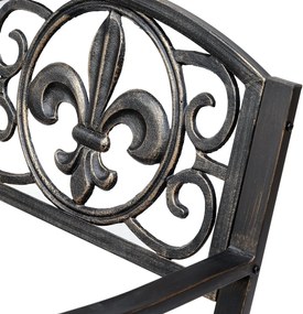 Outsunny Krzesło Bujane Ogrodowe Metalowe Antyczny Styl Brązowe Wygodne Siedzisko 60x73x85cm | Aosom PL