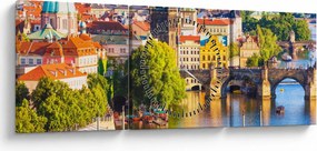 Obraz - Praga II. (z zegarem) (90x30 cm)