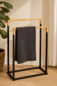 Czarny dwuramienny stojak na ręczniki N2-F42