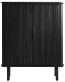 Czarna szafka w dekorze dębu z drzwiami przesuwnymi 113x90 cm Cavo – Unique Furniture