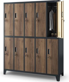 Szafa socjalna 10-drzwiowa Eco Design Bartek 136x45x172 cm antracyt/orzech