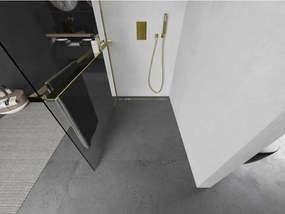 Mexen Kioto+ L ścianka prysznicowa z półką Walk-in 65 x 200 cm, transparent, złota - 800-065-123-50-00