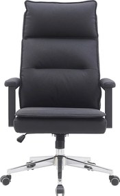 Fotel biurowy - obrotowy i regulowany na wysokość - skóra ekologiczna - czarny - WILLYEM