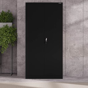 Biurowa szafa metalowa na akta JAN, 900 x 1850 x 400 mm, czarna