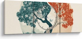 Obraz – Drzewo pełne energii (z zegarem) (90x30 cm)