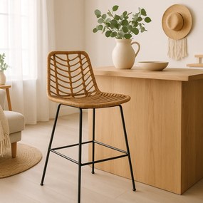 Hoker Rattanowy JERRY Ogrodowy Krzesło Barowe Boho